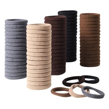100 Pcs Thick Hair Ties Seamless Hair Elastics Simply Hair Bands Elastic Hair Ropes No Crease Ponytail Holders No Damage Hair Accessories for Women Girls Brown