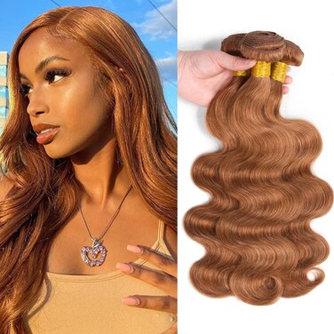 Light Brown Body Wave Human Hair Bundles Color 30 Brown Body Wave Bundles Human Hair Double Weft Brazilian Hair Extensions Wet and Wavy Bundles Silky Soft for Black Women 26 28 30 inch