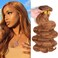 Light Brown Body Wave Human Hair Bundles Color 30 Brown Body Wave Bundles Human Hair Double Weft Brazilian Hair Extensions Wet and Wavy Bundles Silky Soft for Black Women 26 28 30 inch