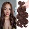 Dark Brown Body Wave Bundles Color 4 Human Hair Bundles Chocolate Body Wave Bundles Light Brown Human Hair Bundles 22 22 22 inch Double Weft Brazilian Human Hair Wet and Wavy Bundles For Black Woman