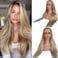Ombre Blonde Wig with Dark Roots Human Hair 24 Inch 13x4 Lace Front Wig Human Hair Pre Plucked Ash Blonde Mixed Platinum Blonde Highlights Wig Long Straight Glueless