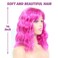 Hot Pink Wavy Wig With Bangs, Wavy Bob Wigs for Women, Wavy Bob Wig with Bangs Synthetic Natural Looking Heat Resistant Fiber Wigs Cosplay Halloween Party Wigs for Girl Colorful Costume Wigs?Hot Pink?