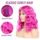 Hot Pink Wavy Wig With Bangs, Wavy Bob Wigs for Women, Wavy Bob Wig with Bangs Synthetic Natural Looking Heat Resistant Fiber Wigs Cosplay Halloween Party Wigs for Girl Colorful Costume Wigs?Hot Pink?