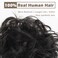 BARSDAR 100% Human Hair Messy Bun Extensions - Natural Black Real Human Hair Bun Scrunchies for Women - Daily Updo Chignons
