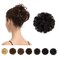 BARSDAR 100% Human Hair Messy Bun Extensions - Natural Black Real Human Hair Bun Scrunchies for Women - Daily Updo Chignons