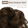 BARSDAR Human Hair Bun - Black Brown Human Hair Bun Extensions for Women - Real Human Hair Bun Hairpiece Natural Human Hair Bun Scrunchie Updo Daily- Black Brown Mixed