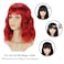 Red Wavy Wigs With Bangs Short Bob Wavy Wigs for Women Curly Synthetic Wig Wavy Cosplay Wig for Girls Daily Use Colorful Wigs(14 Inch) (Red)