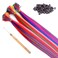100 Strands 20" Party Colors Hair Extensions Kit I-Tip Fusion Long Straight Hairpieces Synthetic Heat Resistant Highlight Feather Micro Ring Hair Accessories, Include 100 Microbeads with Hook Tool