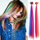100 Strands 20" Party Colors Hair Extensions Kit I-Tip Fusion Long Straight Hairpieces Synthetic Heat Resistant Highlight Feather Micro Ring Hair Accessories, Include 100 Microbeads with Hook Tool