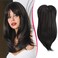 18" Long Layered Hair Toppers with Curtain Bangs Black Clip in Synthetic Wiglets Hair Pieces for Women with Thinning Hair
