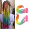 Colored Braiding Hair Extension Ponytail with Hair Tie 24" Rainbow Ponytail Extension Highlights Synthetic Braided Hair Pieces Hair Accessories for Women Girls Kids(Orange Yellow Green Pink)