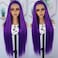 Lezaxiu Purple Synthetic Hair Wigs Long Straight Hair Natural Dark Purple Color Wig Heat Resistant Fiber Hair Wigs for Fashion Women