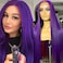 Lezaxiu Purple Synthetic Hair Wigs Long Straight Hair Natural Dark Purple Color Wig Heat Resistant Fiber Hair Wigs for Fashion Women