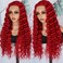 Bright Red Loose Curly Lace Front Wigs Pre Plucked Loose Curls Wig Glueless Red Colored Wigs Heat Resistant Long Water Wave Synthetic Lace Front Wigs for Fashion Black Women