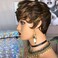 Natural Curl Human Hair Pixie Cut Wigs for Black Women Glueless Layered Short Wig with Highlight Brown 4/27 Hair Color Curly Pixie Cut Bob Wig for African American
