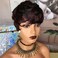 Short Human Hair Wigs for Black Women Burgundy Pixie Cut Wig Human Hair Short Wavy Pixie Wigs Natural Wavy 1B/99J