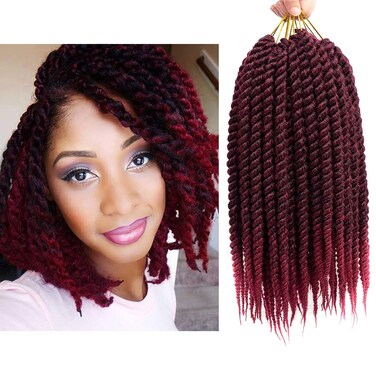 Havana Twist Crochet Hair 6 Packs 14 inch Crochet Braids Senegalese Twist crochet Hair Jumbo Havana Twist Crochet Braids(T1B/BUG)