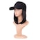 MapofBeauty 12 Inch/30 cm Short Straight Resistant Synthetic Hair Extension Baseball Hat Bob Wig (Black)