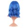 MapofBeauty 14 Inch/35 cm Short Wavy Curly Women Fresh Bright Synthetic Ordinary Flat Bangs Bob Wig (Blue)