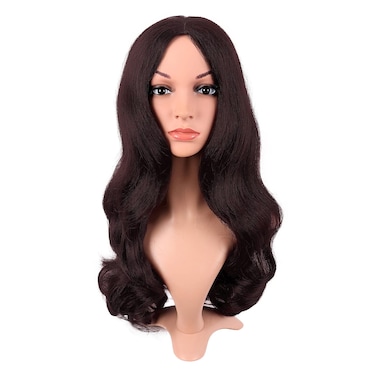 MapofBeauty 22 Inch/55 cm Fashion Long Synthetic Fiber Curly Hair Middle Part Cosplay Wig (Dark Brown)