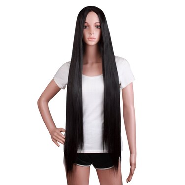 MapofBeauty 100 cm Long Straight Sexy Costume Anime Wig (Black)