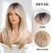 Long Blonde Wig with Bangs, Ombre Blonde Layered Synthetic Hair Wigs for Women with Dark Roots