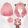 Xingwang Queen Anime Anya Forger Cosplay Wig Short Gradient Pink Party Wigs for Women Girls (Wig+Hairpins)