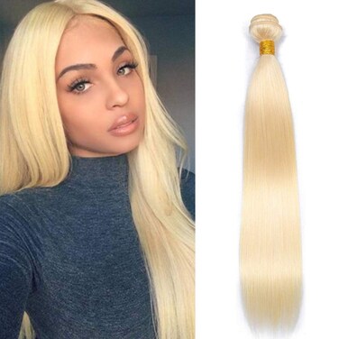 613 Blonde Human Hair 1 Bundles 18Inch 100% Brazilian Straight Hair Bundle 8A Honey Blonde Virgin Bundles Human Hair Extensions Weave 613Color 95-100g