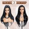 Joedir 28" Long Straight 13x4 Lace Frontal Wigs for Black Women Free Part Lace Front Wigs with Baby Hair Natural Hairline Black Root Easy-360 Synthetic Hair Wig Heat Resistant Fiber (Jet Black)