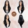 Joedir 28" Long Straight 13x4 Lace Frontal Wigs for Black Women Free Part Lace Front Wigs with Baby Hair Natural Hairline Black Root Easy-360 Synthetic Hair Wig Heat Resistant Fiber (Jet Black)