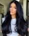 Joedir 28" Long Straight 13x4 Lace Frontal Wigs for Black Women Free Part Lace Front Wigs with Baby Hair Natural Hairline Black Root Easy-360 Synthetic Hair Wig Heat Resistant Fiber (Jet Black)