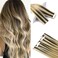 M-Tape Hair Extensions Real Virgin Human Hair Balayage M-Tape in Hair Extensions 16 Inch Seamless Hair 20PCS Per Pack Glue on Human Hair Extensions (16 inch, T8/24+60)
