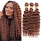 Light Brown Bundles Human Hair Color 30 Deep Wave Bundles 20 22 24 inch Double Weft Brown Deep Wave Bundles Brazilian Virgin Remy Hair Extensions For Black Women