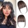Clip in Bangs 100% Real Human Hair Extensions Wispy Dark Brown Fake Hair Pieces for Women Fringe with Temples Daily Wear