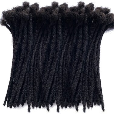 100% Human Hair Dreadlocks Handmade Locs Samll Size 0.4cm Width Pencil Size 60 per Bundles Natural Black #1B 12inch