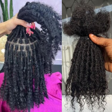 0.4cm Width Dreadlock Extensions 8 inch 20 Strands 100% Permanent Human Hair Loc Extension with Curly Ends Natural Black Curly Locs Human Hair Can Be Dyed Bleached Curled And Twisted