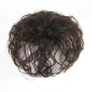Human Hair Nature Curly Topper Replacement Fluffy Hairpiece Seamless Clip in Top Wiglet for Women Thin Hair Small Nature Black
