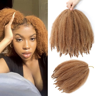 12Inch Marley Twist Braiding Hair Short Kinky Twist Hair Springy Afro Kinky Curly Wrapping Hair for Soft Locs 5Packs 360 Gram Pre Fluffed Synthetic Hair Extensions for Black Women(27#)