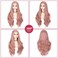 WIGNEE 28 Inch 13x3 Lace Front Wig Long Pink Wavy Wigs For Women Middle Part Curly Wavy Wig Long Wavy Wig Synthetic Heat Resistant Wig For Halloween/Party/Cosplay(Ash Pink)