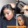 13x4 Bob Wig Human Hair Straight Lace Front Bob Wigs for Women Human Hair HD Short Bob Lace Front Wigs Human Hair 180% Density Pre Plucked with Baby Hair Natural Color 10 Inch