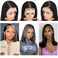 13x4 Bob Wig Human Hair Straight Lace Front Bob Wigs for Women Human Hair HD Short Bob Lace Front Wigs Human Hair 180% Density Pre Plucked with Baby Hair Natural Color 10 Inch
