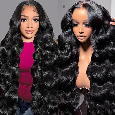 Body Wave Lace Front Wigs Human Hair 13x4 HD Lace Front Wigs Human Hair Pre Plucked with Baby Hair Frontal HD Lace Wigs 180% Density Black Human Hair Wigs for Women with Natural Hairline (24inch)