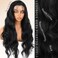 13x4 Black Wig Synthetic Lace Front Wigs Pre Plucked HD Long Wavy Black Wigs for Women 28inch With Baby Hair