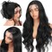 13x4 Black Wig Synthetic Lace Front Wigs Pre Plucked HD Long Wavy Black Wigs for Women 28inch With Baby Hair