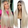 SAPPHIREWIGS 13x6 Straight Lace Front Wigs Ombre Blonde Wigs Pre Plucked Hairline Heat Resistant Hair Daily Party Uses 26 inch