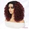 Felek 16inch Curly Lace Front Wigs Middle Part Jerry Curl Wig Ombre Burgundy Color T Lace Front Curly Synthetic Pre-Plucked Deep Curly Wigs For Black Women(T1B/BUG)