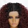 Felek 16inch Curly Lace Front Wigs Middle Part Jerry Curl Wig Ombre Burgundy Color T Lace Front Curly Synthetic Pre-Plucked Deep Curly Wigs For Black Women(T1B/BUG)