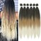 Pre Stretched Braiding Hair 36inch 6Packs Ombre Blonde Braiding Hair Pre Stretched For Black Women 1b 27 613 Soft Yaki Straight Hot Water Setting Synthetic Hair Extensions(#1b/27/613,6Packs)