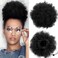 WILLBOND 2 Pieces Afro Puff Drawstring Ponytail for Black Women Synthetic Short Curly Hair Afro Bun Extension Chignon Hairpieces Wig Updo Hair Extensions(Black)