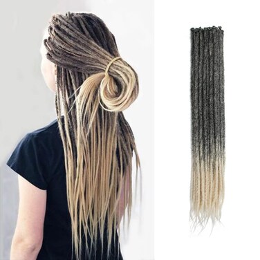 20 Inch Thin 0.6cm Dreadlock Extensions Soft Handmade Synthetic Dreads SE 1B/Blonde Braids Dreads Locs Extension 20 Strands/Pack